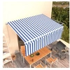 Image de Luifel handmatig uittrekbaar met rolgordijn 4x3 m blauw en wit3069296