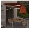 Image de Auvent Manuel Rétractable avec Store et LED Banne Pliable Jardin Balcon Terrasse Patio Extérieur Protection contre Rayons UV 4x3 m Orange et Marron