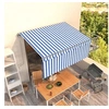 Image de Luifel automatisch uittrekbaar met rolgordijn 3x2,5 m blauw wit3069386