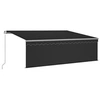 Image de Auvent manuel rétractable avec store et LED 4,5x3 m Anthracite