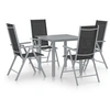 Image de Ensemble de Salle à Manger de Jardin 5 pcs Table et Chaises de Repas d'Extérieur Meubles de Terrasse Mobilier de Patio Aluminium Argenté et Noir