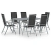 Image de Ensemble à manger de jardin 7 pcs aluminium argenté et noir
