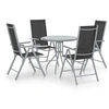 Image de Ensemble à Dîner de Jardin 5 pcs Mobilier de Patio Table et Chaises de Repas d'Extérieur Meubles de Terrasse Aluminium et Textilène Argenté