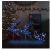 Image de Renne et Traîneaux Noël Volant Décoration de Noël Jardin Patio Arrière-cour Extérieur Intérieur Acrylique 260x21x87 cm Bleu
