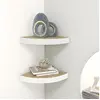Image de Hoekwandschappen 2 st 25x25x3,8 cm MDF eikenkleurig en wit326631