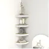 Image de Hoekwandschappen 4 st 25x25x3,8 cm MDF eikenkleurig en wit326632