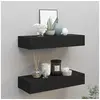 Image de Etagères à tiroirs murales 2 pcs Noir 60x23,5x10 cm MDF