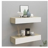 Image de Etagères à tiroir murales 2 pcs Chêne et blanc 60x23,5x10cm MDF