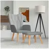 Image de Relaxstoel met voetenbank tissu gris clair