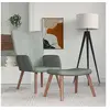 Image de Relaxstoel met voetenbank velours gris clair