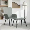 Image de Relaxstoel met voetenbank velours gris clair