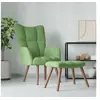 Image de Relaxstoel met voetenbank velours lichtgroen