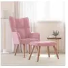 Image de Relaxstoel met voetenbank velours roze