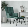 Image de Relaxstoel met voetenbank velours vert foncé