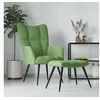 Image de Relaxstoel met voetenbank velours lichtgroen