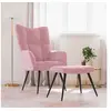 Image de Relaxstoel met voetenbank velours roze