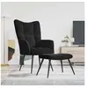 Image de Chaise de relaxation avec tabouret Noir Velours