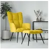 Image de Relaxstoel met voetenbank velours mosterdjaune