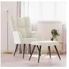 Image de Relaxstoel met voetenbank velours cràmewit