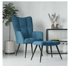 Image de Chaise de relaxation avec tabouret Bleu Velours