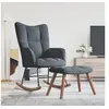 Image de Chaise à bascule avec repose pied Gris foncé Velours