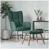 Image de Chaise à bascule avec repose pied Vert foncé Velours