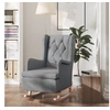 Image de Fauteuil met massief rubberwood schommelpoten stof lichtgrijs329405