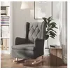 Image de Fauteuil met massief rubberwood schommelpoten tissu gris foncé