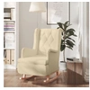 Image de Fauteuil met massief rubberwood schommelpoten tissu crème