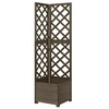 Image de Bois de Sapin Jardinière d'Angle en Treillis Bac à Fleurs Pot de Plantes Jardin Balcon Terrasse Patio Extérieur Gris 316412