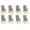 Image de Lot de 8 chaise H. 109 cm pliable en teck exterieur gris