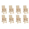 Image de Lot de 8 Chaises Inclinables de Jardin avec Coussins, Sièges de Terrasse, Chaises de Salle à Manger, Meubles de Patio 3072544