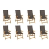 Image de Lot de 8 Chaises Inclinables de Jardin avec Coussins, Sièges de Terrasse, Chaises de Salle à Manger, Meubles de Patio 3072549