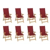Image de Chaises inclinables de jardin et coussins lot de 8 Teck solide