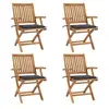 Image de Chaises pliables de jardin avec coussins 4 pcs Teck solide