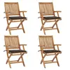 Image de Chaises pliables de jardin avec coussins 4 pcs Teck solide