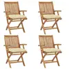 Image de Chaises pliables de jardin avec coussins 4 pcs Teck solide