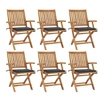Image de Chaises pliables de jardin avec coussins 6 pcs Bois de teck