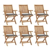 Image de Chaises pliables de jardin avec coussins 6 pcs Bois de teck
