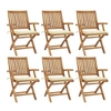 Image de Chaises pliables de jardin avec coussins 6 pcs Bois de teck