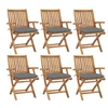 Image de Chaises pliables de jardin avec coussins 6 pcs Bois de teck