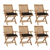 Image de Chaises pliables de jardin avec coussins 6 pcs Bois de teck