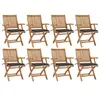 Image de Chaises pliables de jardin avec coussins 8 pcs Teck solide