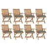 Image de Chaises pliables de jardin avec coussins 8 pcs Teck solide