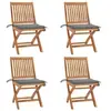 Image de Lot de 4 Chaises Pliables de Jardin avec Coussins, Sièges de Terrasse, Chaises de Salle à Manger, Meubles de Patio Extérieur, Teck Solide