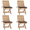 Image de Lot de 4 Chaises Pliables de Jardin avec Coussins, Sièges de Terrasse, Chaises de Salle à Manger, Meubles de Patio Extérieur, Teck Solide