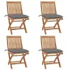 Image de Lot de 4 Chaises Pliables de Jardin avec Coussins, Sièges de Terrasse, Chaises de Salle à Manger, Meubles de Patio Extérieur, Teck Solide