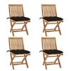 Image de Lot de 4 Chaises Pliables de Jardin avec Coussins, Sièges de Terrasse, Chaises de Salle à Manger, Meubles de Patio Extérieur, Teck Solide