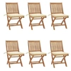Image de Chaises pliables de jardin avec coussins 6 pcs Bois de teck