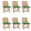 Image de Lot de 6 Chaises Pliables de Jardin avec Coussins, Sièges de Terrasse, Chaises de Salle à Manger, Meubles de Patio Extérieur, Bois de Teck
